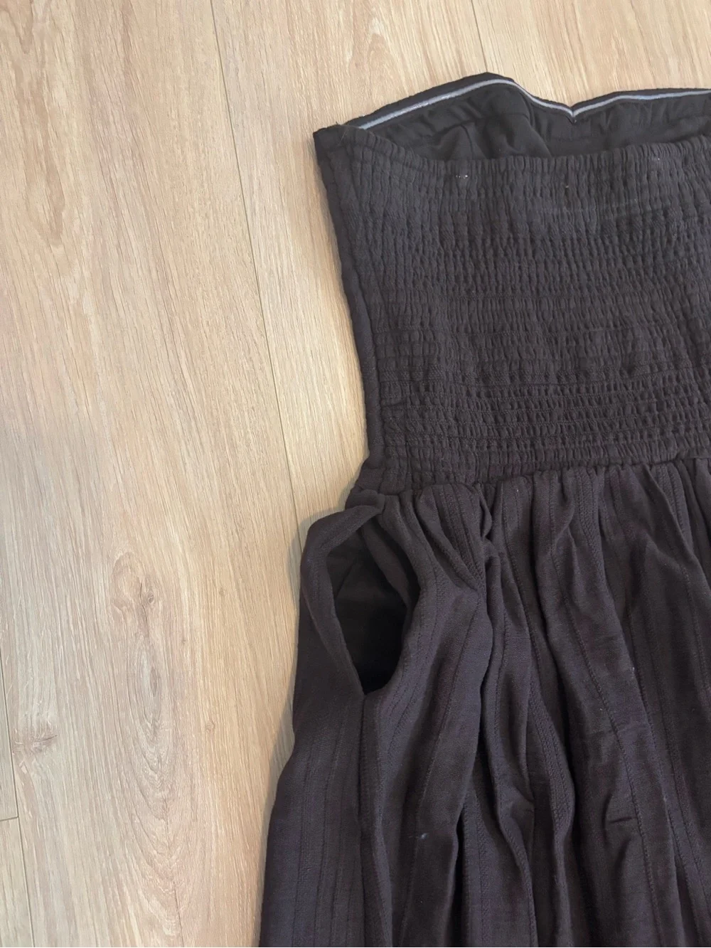Free People Chocolate Brown Strapless Midi Skirt